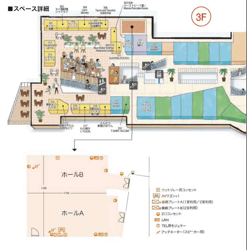 イオンホールAの図面・フロアマップ