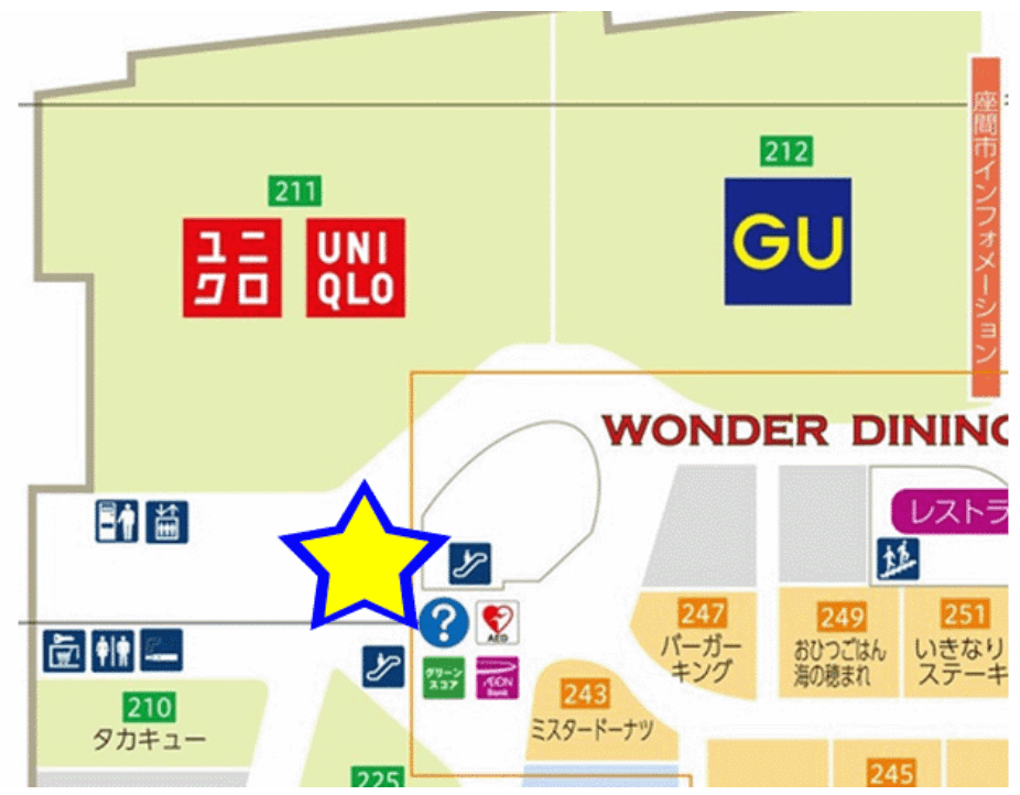 2階ノースコート吹き抜け(ユニクロ前)の図面・フロアマップ