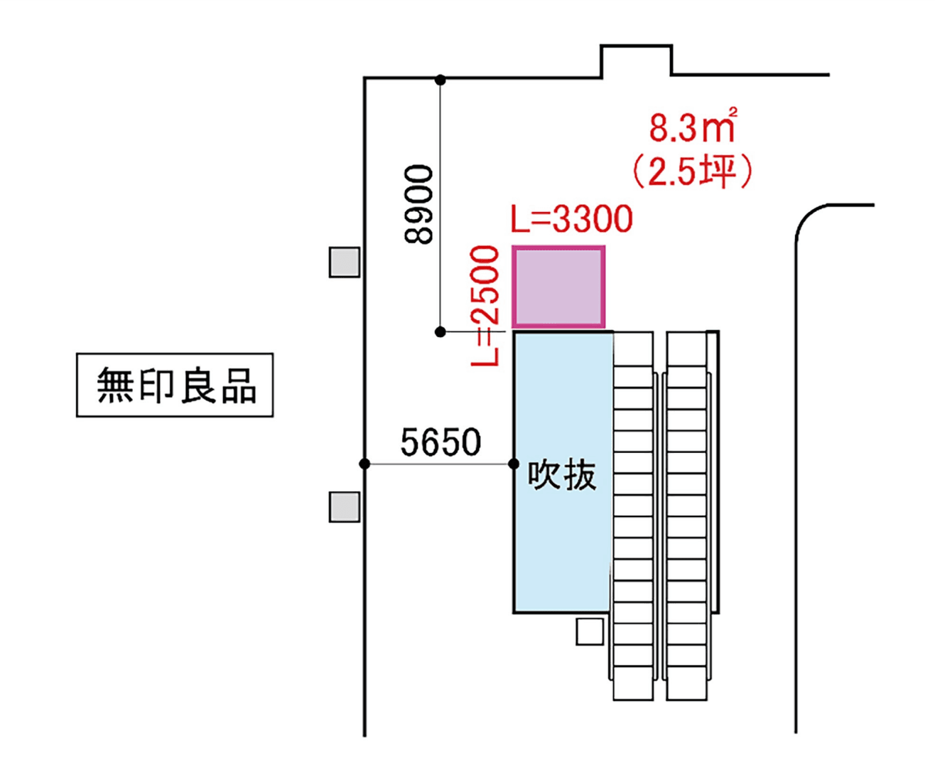 晴庭2F 無印良品前北側の図面・フロアマップ