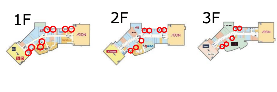 モール内広告 ポスター壁面什器の図面・フロアマップ