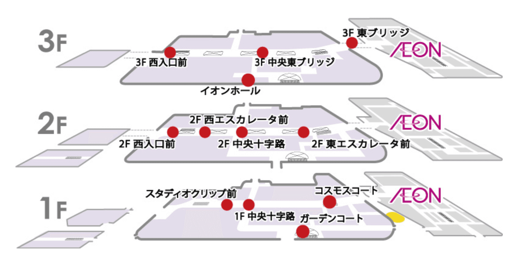 モール棟2F東エスカレーター前の図面・フロアマップ1