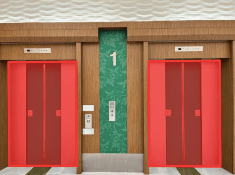 モール内広告 エレベーター扉