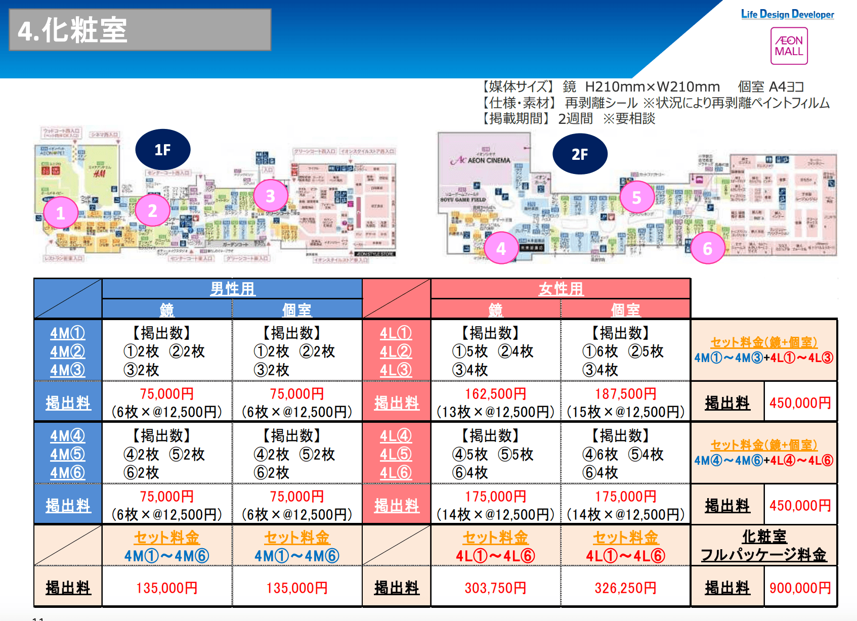 モール内広告 化粧室の図面・フロアマップ1