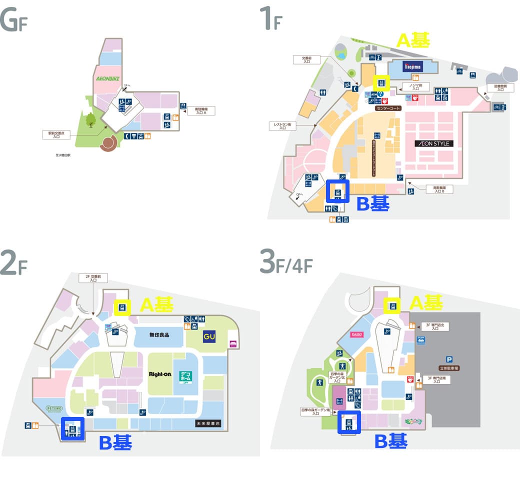 モール内広告 エレベーター扉の図面・フロアマップ