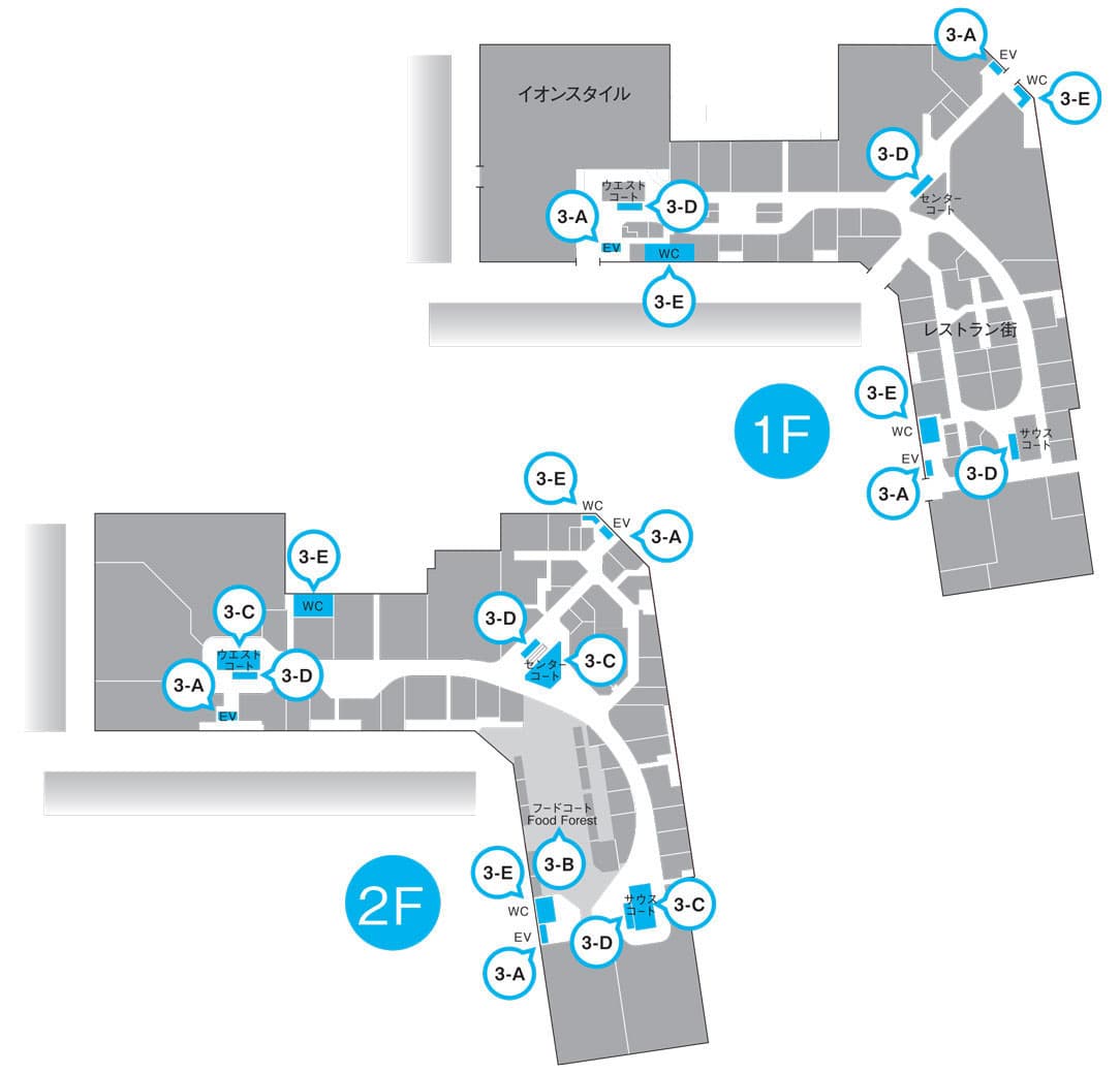 モール内広告 フードコートテーブルシール(3-B)の図面・フロアマップ