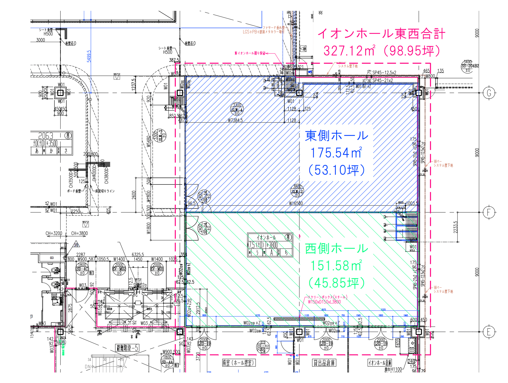 イオンホールAの図面・フロアマップ
