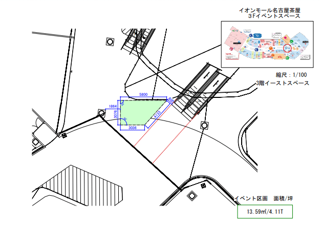 3階イーストスペース(タイムステーションNEO前ブリッジ)の図面・フロアマップ1