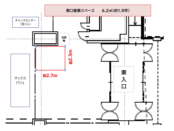 1F 東口スペースの図面・フロアマップ1