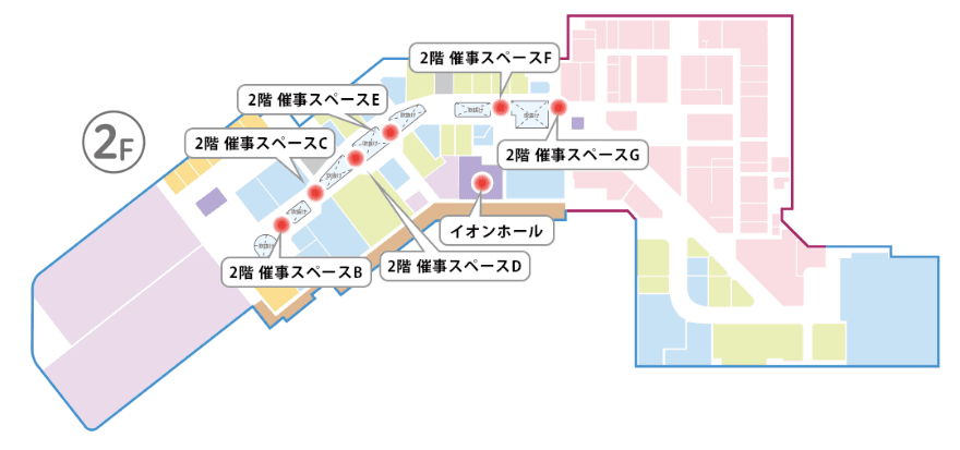 『2F 催事スペースD』-専門店街2階の中心に位置し、通行量が適度で相談会に最適。の図面・フロアマップ