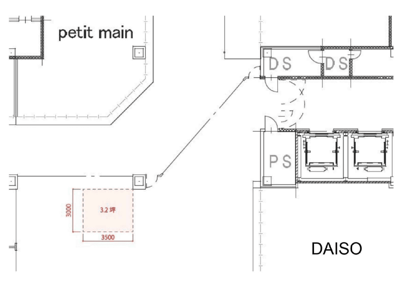 4F東Bエスカレーター前の図面・フロアマップ1
