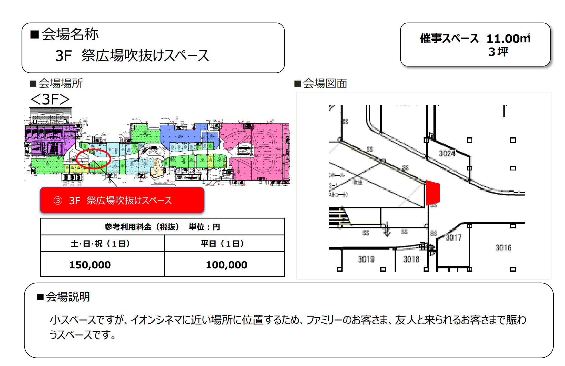 3F 祭広場吹抜けの図面・フロアマップ