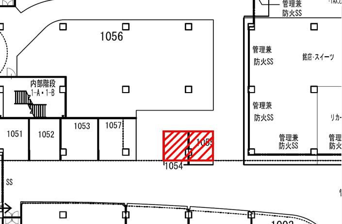 1Fカルディ前区画の図面・フロアマップ