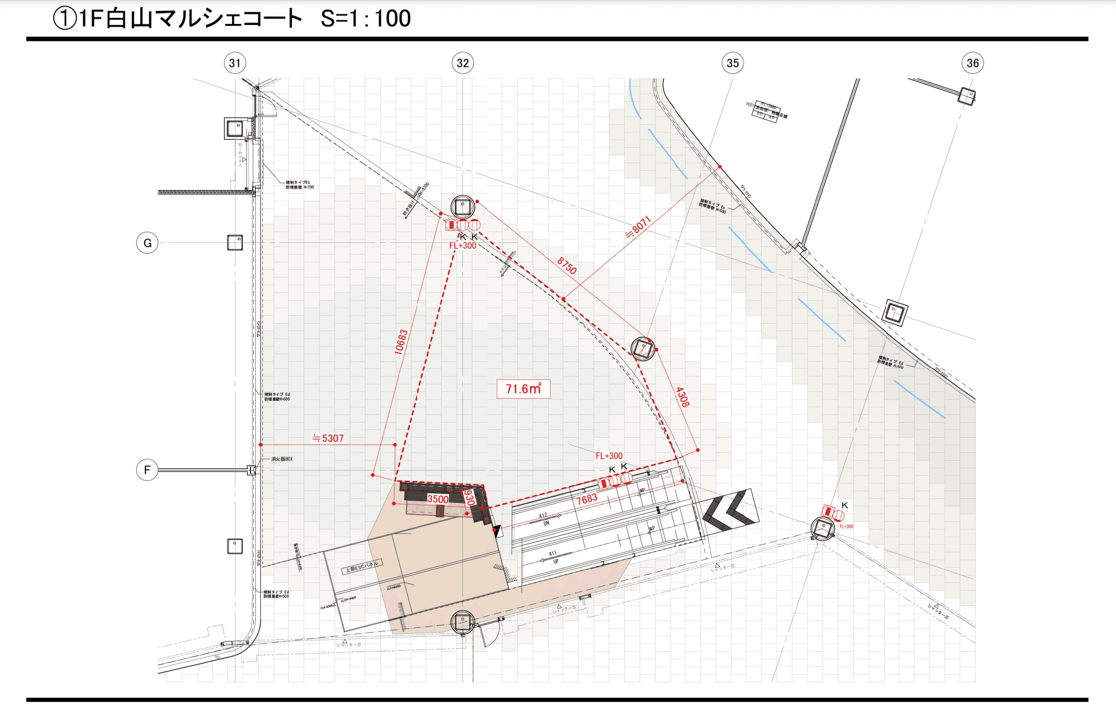 1階白山マルシェコートの図面・フロアマップ