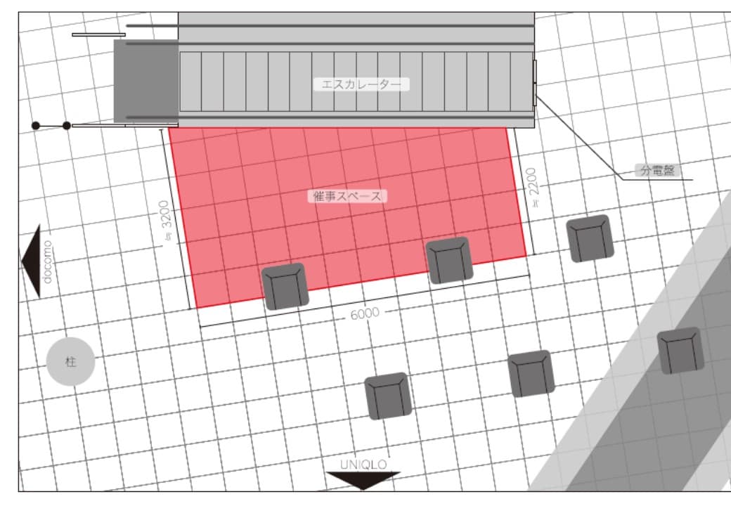 イベントスペース⑧(ユニクロ前)の図面・フロアマップ