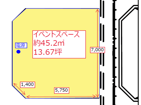 東館 2階 イベントスペース⑥(ヴィレッジヴァンガード前)の図面・フロアマップ