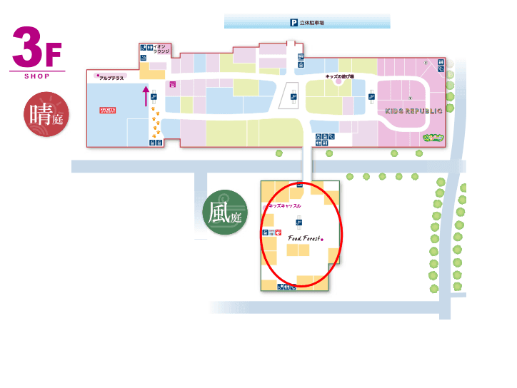 モール内広告 フードコートテーブルシールの図面・フロアマップ
