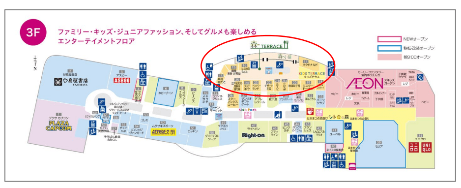 モール内広告 フードコートステッカーの図面・フロアマップ
