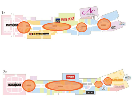 モール内広告 柱巻きの図面・フロアマップ