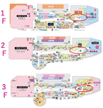 モール内広告 1F エレベーターの図面・フロアマップ