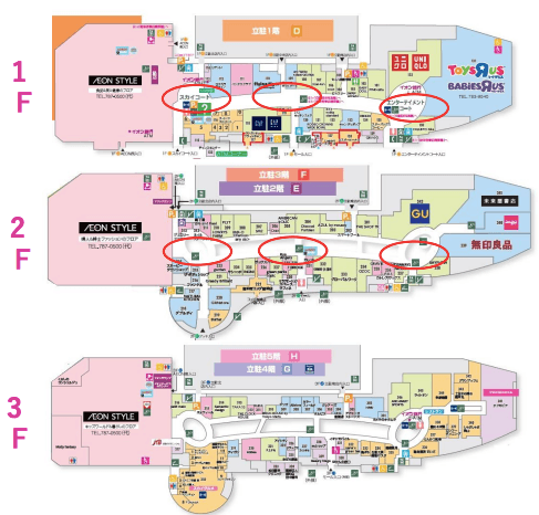 モール内広告 1F 中央エスカレーターの図面・フロアマップ