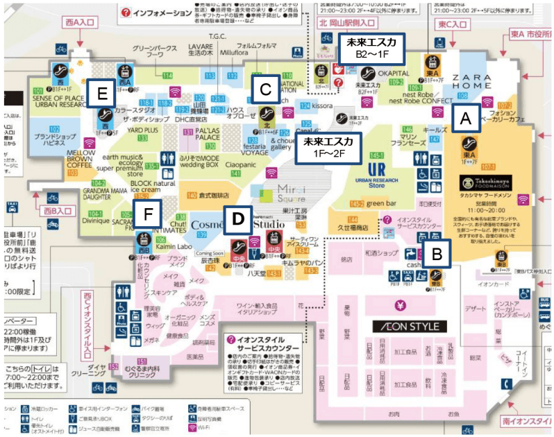 モール内広告 エスカレーターの図面・フロアマップ