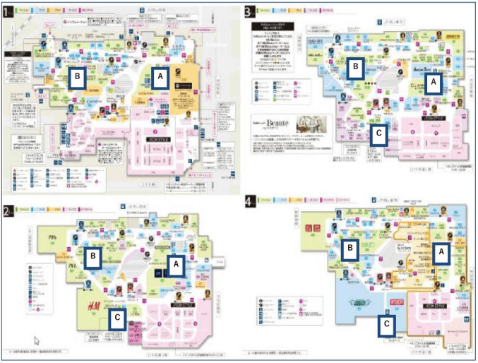 モール内広告 化粧室ステッカーの図面・フロアマップ