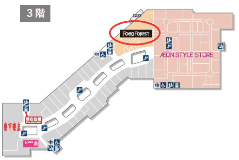 モール内広告 フードコートステッカーの図面・フロアマップ