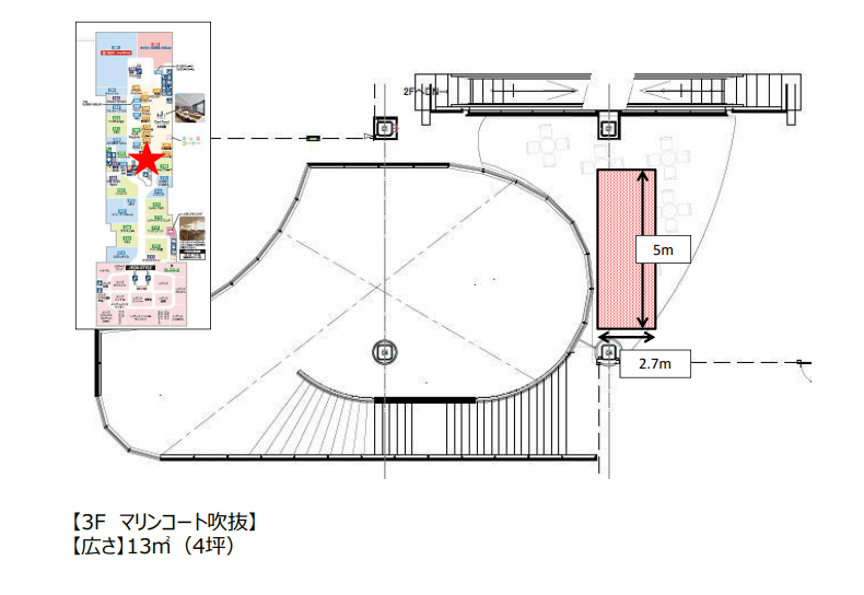 3階 マリンコート吹き抜け(フードフォレスト前)の図面・フロアマップ1