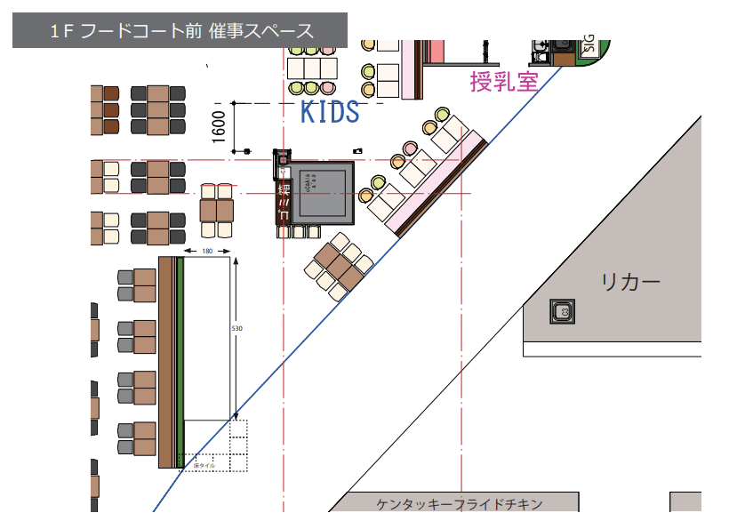 フードコート入り口の図面・フロアマップ1