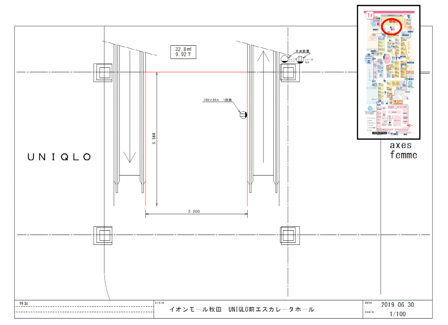 1F  ユニクロ前の図面・フロアマップ