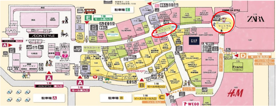 モール内広告 大型バナー セントラルコートの図面・フロアマップ