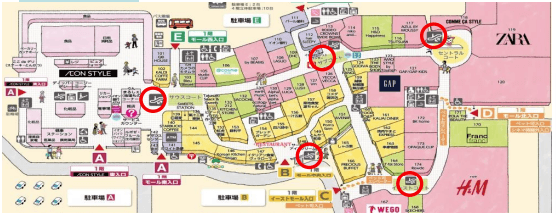 モール内広告 エスカレーター 1Fの図面・フロアマップ