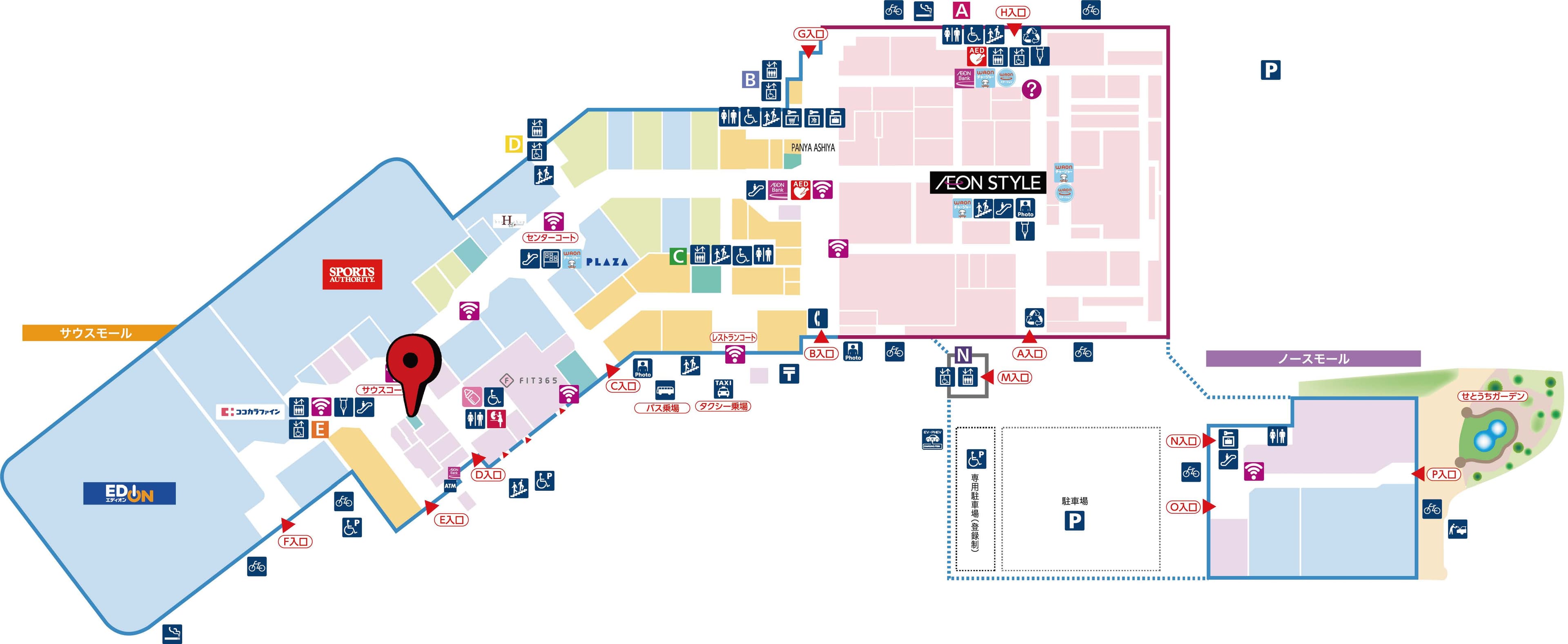 123C区画 エスカレーター・イベントコート付近のコンパクトなスペースの図面・フロアマップ