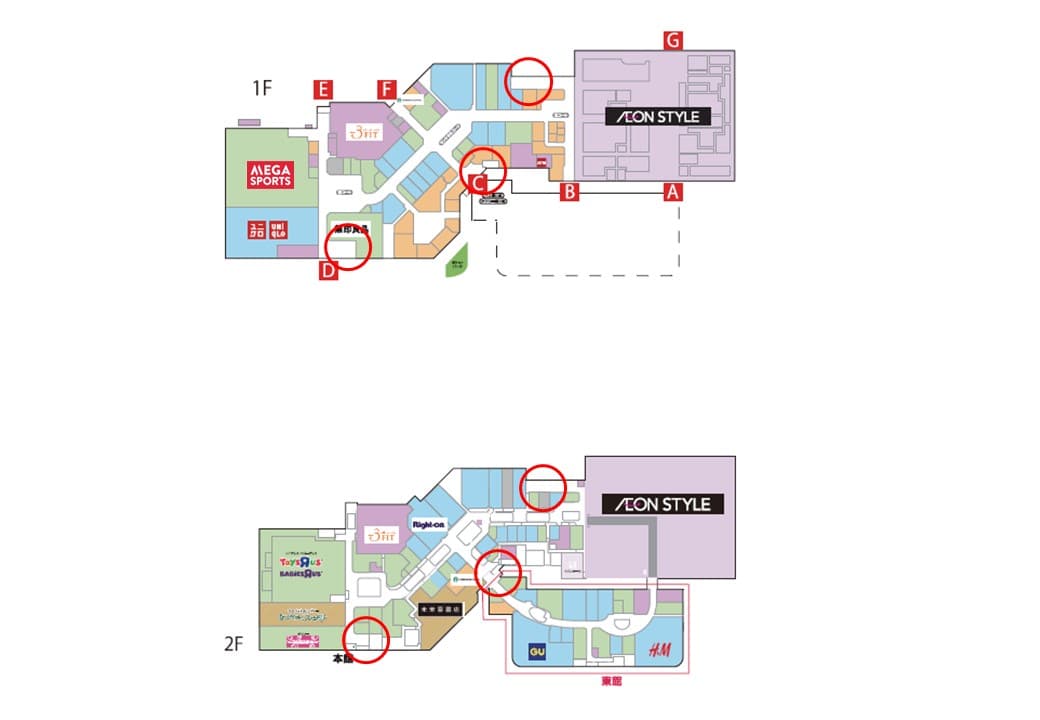 モール内広告 エレベーターの図面・フロアマップ