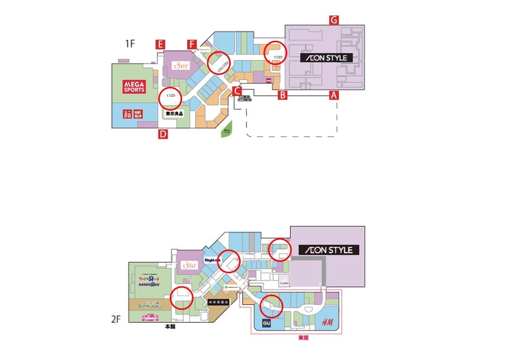 モール内広告 エスカレーターの図面・フロアマップ