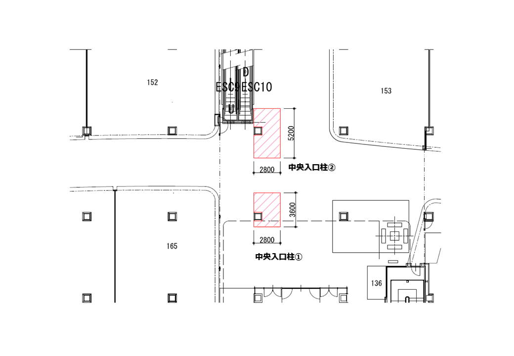 1F 中央入口柱②の図面・フロアマップ1