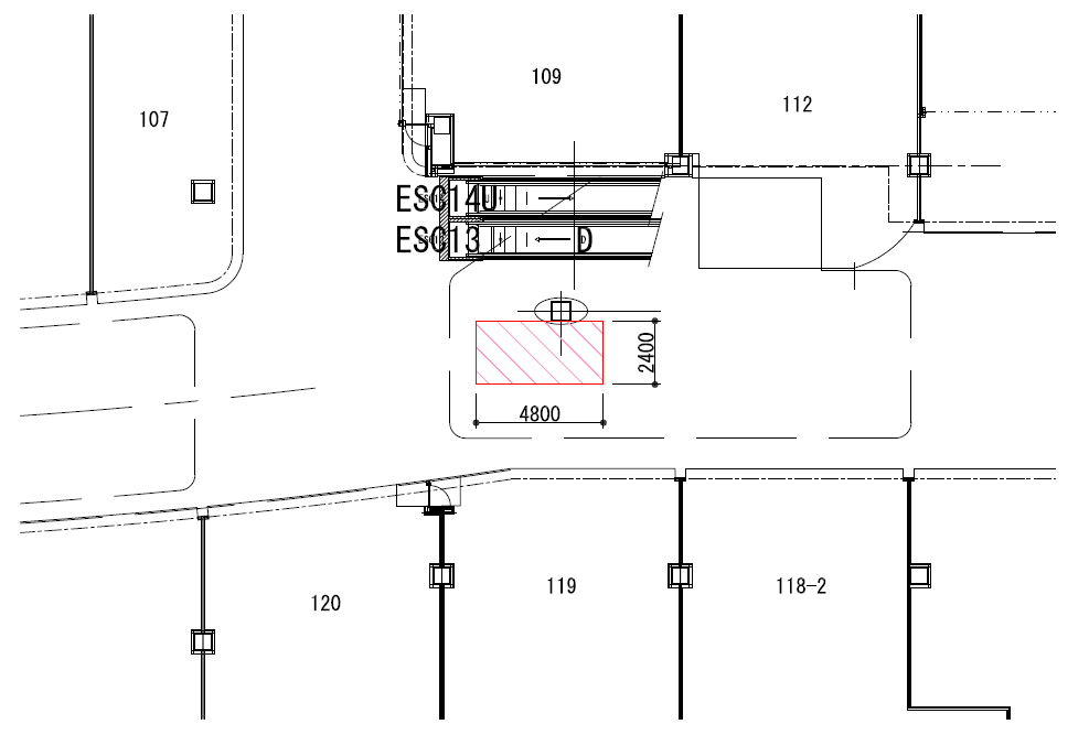 1F北エスカレーター横の図面・フロアマップ1