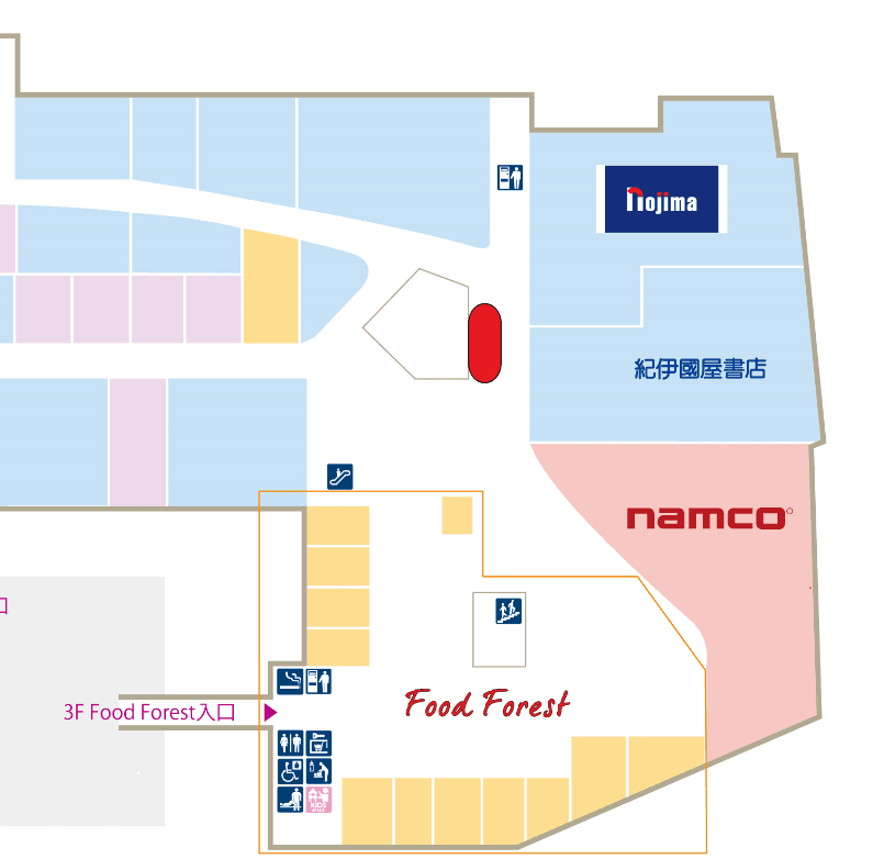 3階ノースコート吹き抜け(紀伊國屋書店前)の図面・フロアマップ1