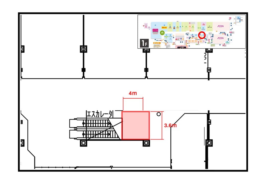 中央スペース(中央エスカレータ付近)の図面・フロアマップ