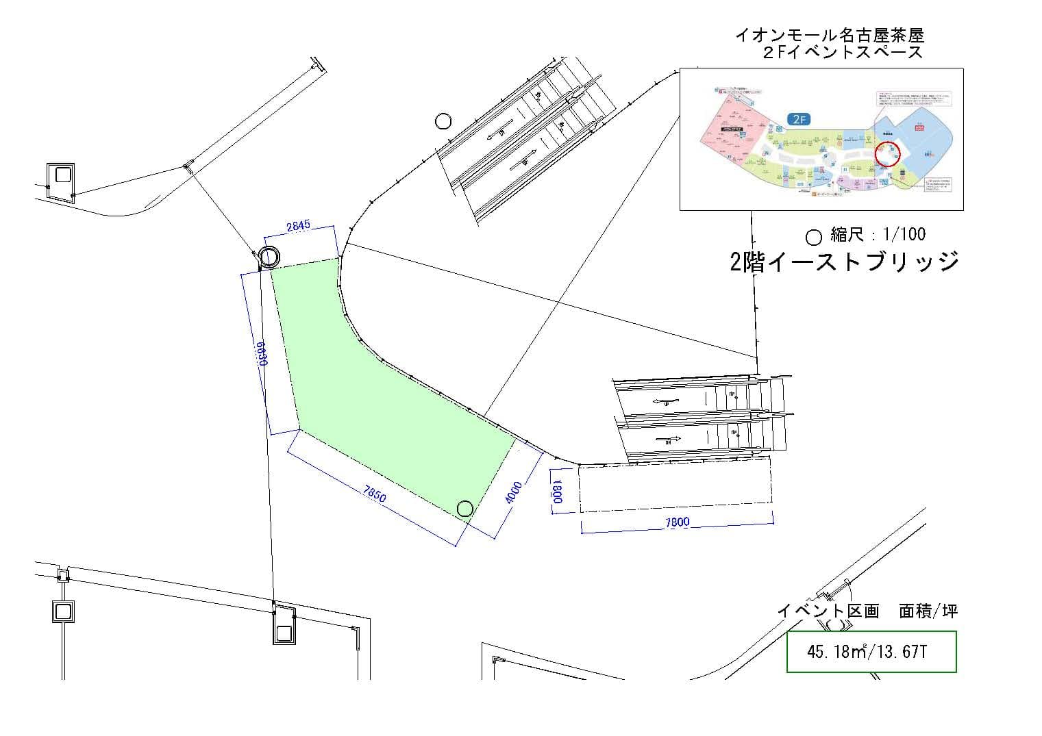 2階イーストブリッジ(GU付近)の図面・フロアマップ1