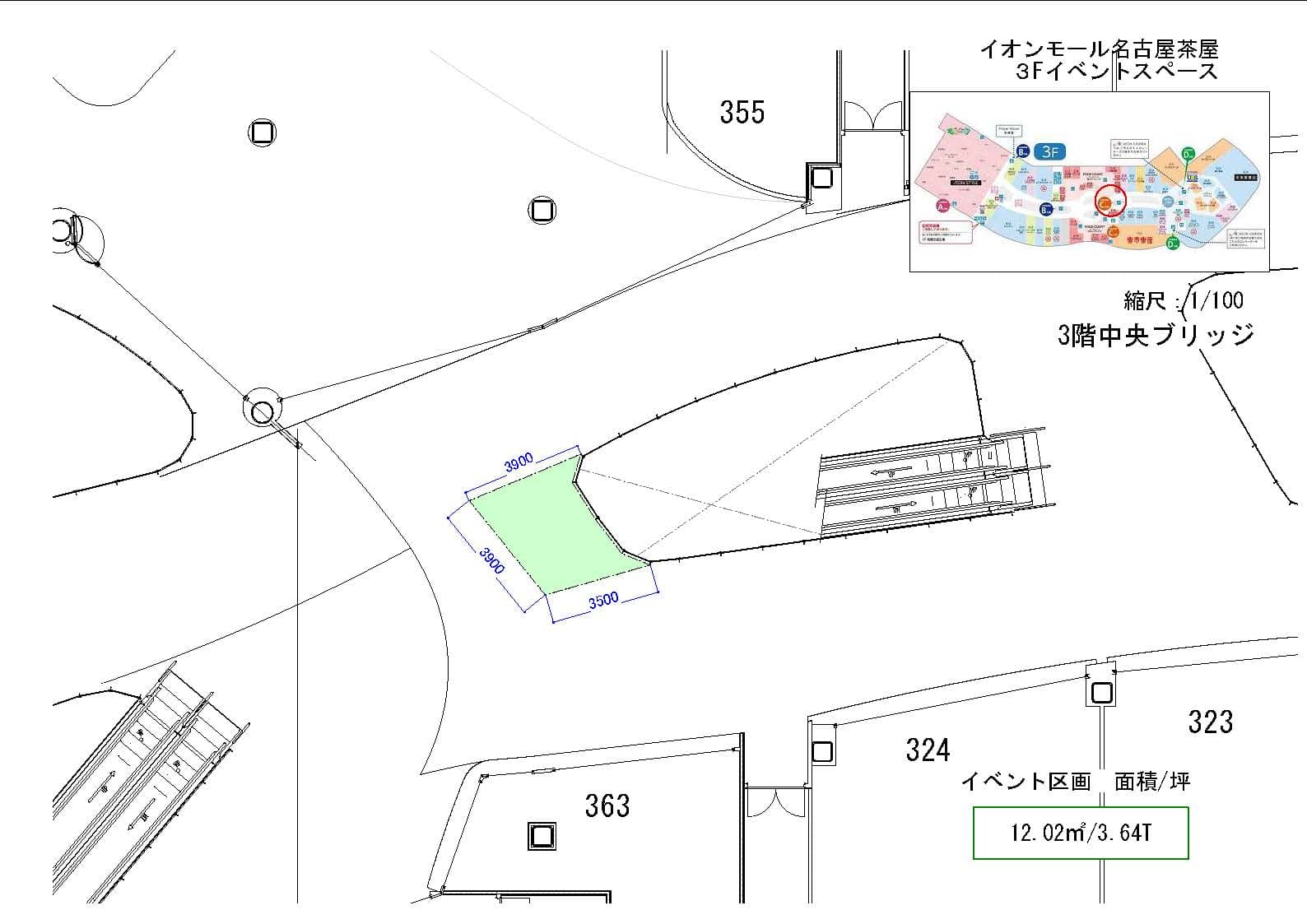 3階中央ブリッジ(サーティワンアイスクリーム前)の図面・フロアマップ1