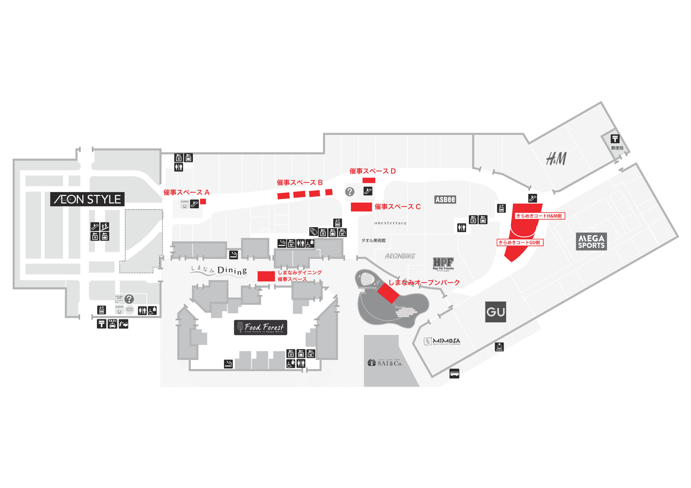 スペースB(1F Green Parks topic前)の図面・フロアマップ
