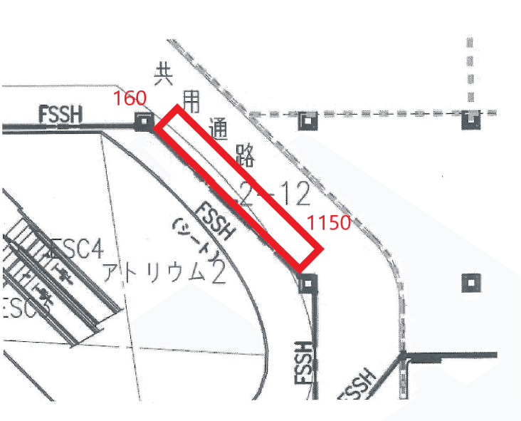 2階ノースコート吹き抜け(ユニクロ前横)の図面・フロアマップ