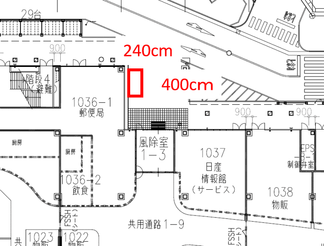 1階専門店西入口の図面・フロアマップ1