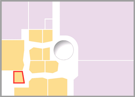 レストラン街の主導線から見通しが良い居抜き区画の図面・フロアマップ