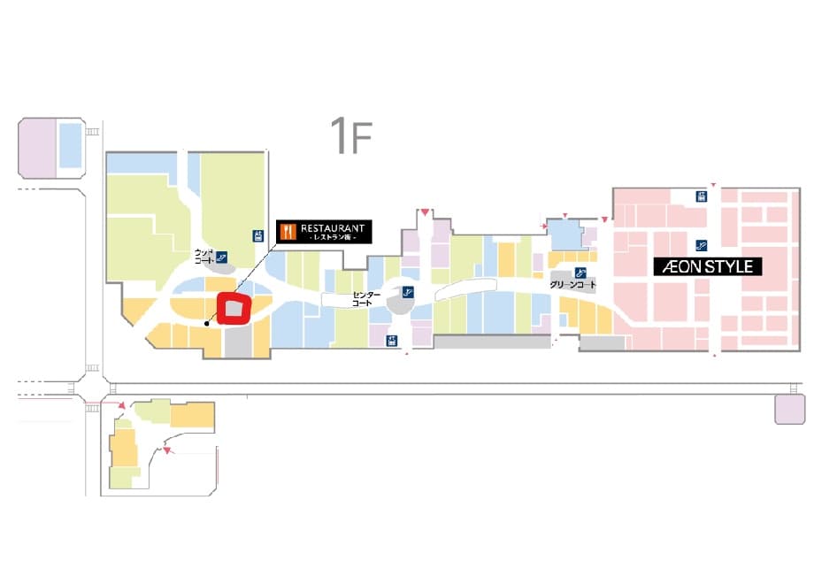 1043区画 レストラン街の中心にある区画の図面・フロアマップ
