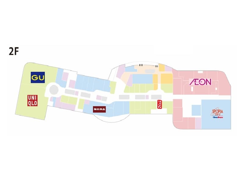 【203区画】2Fアパレル中心の物販エリア、直営売場近くエスカレーターからもアクセスしやすいコンパクトなスペースの図面・フロアマップ