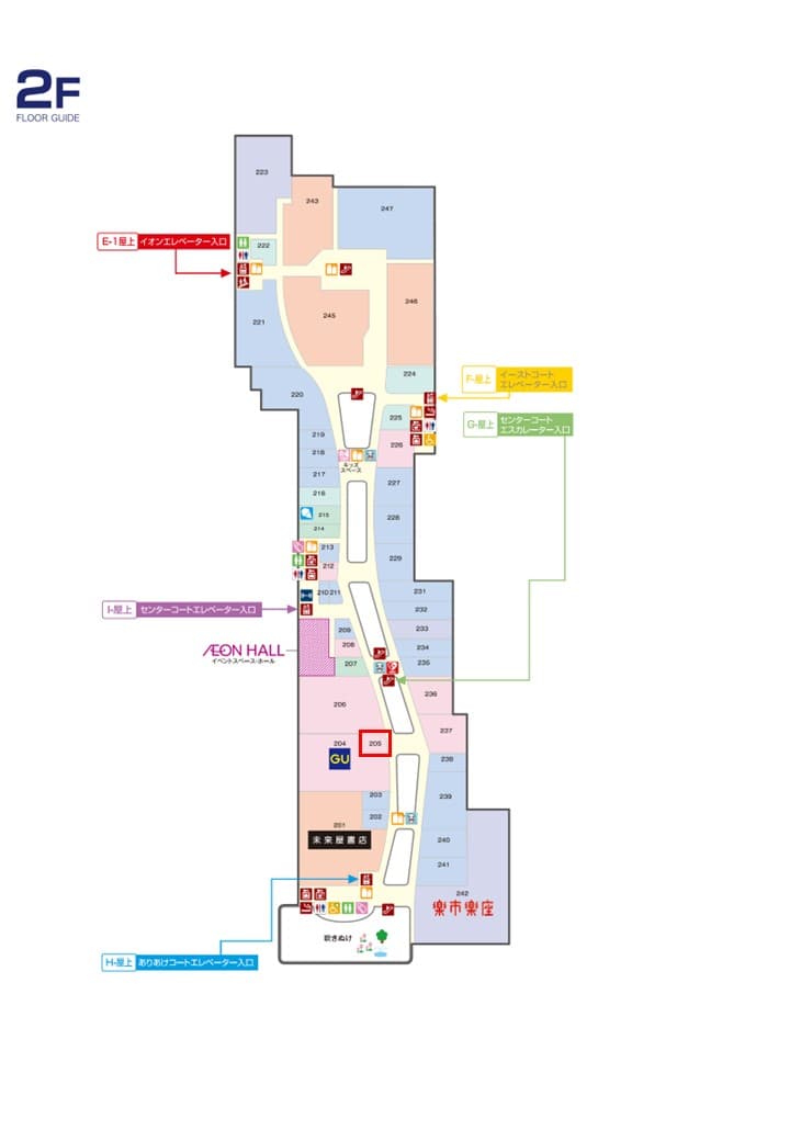 2005区画 ファッション・雑貨など物販店舗向け区画 ファミリー層への訴求にも適したスペースの図面・フロアマップ