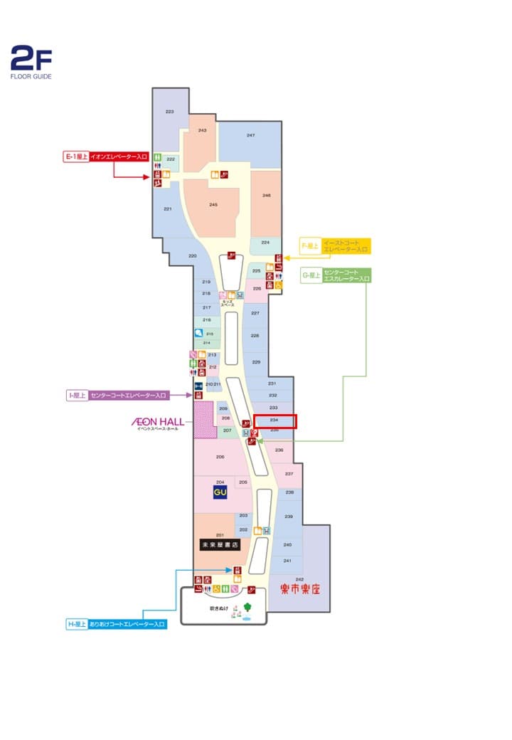 2032B区画 ファッション・雑貨など物販店舗向け区画 ファミリー層への訴求にも適したスペースの図面・フロアマップ