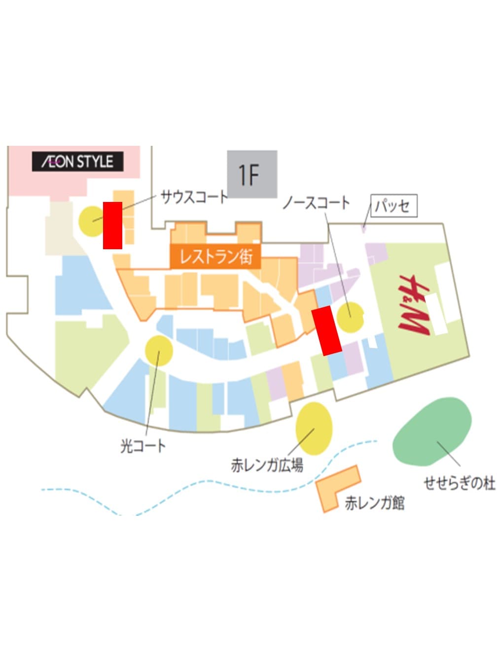 モール内広告 層間デジタルサイネージの図面・フロアマップ